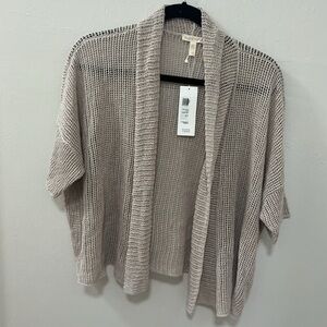 NWT Eileen Fisher Organic Linen Cropped Cardigan Unnatural Beige size small